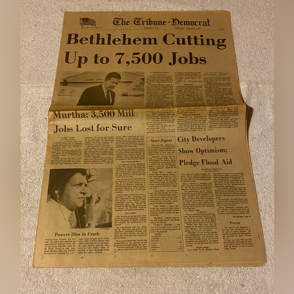 The Great Flood of 1977 Johnstown Newspaper August 2 1977